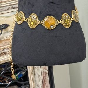 Chico's Antique Gold Tone Embellished Belt